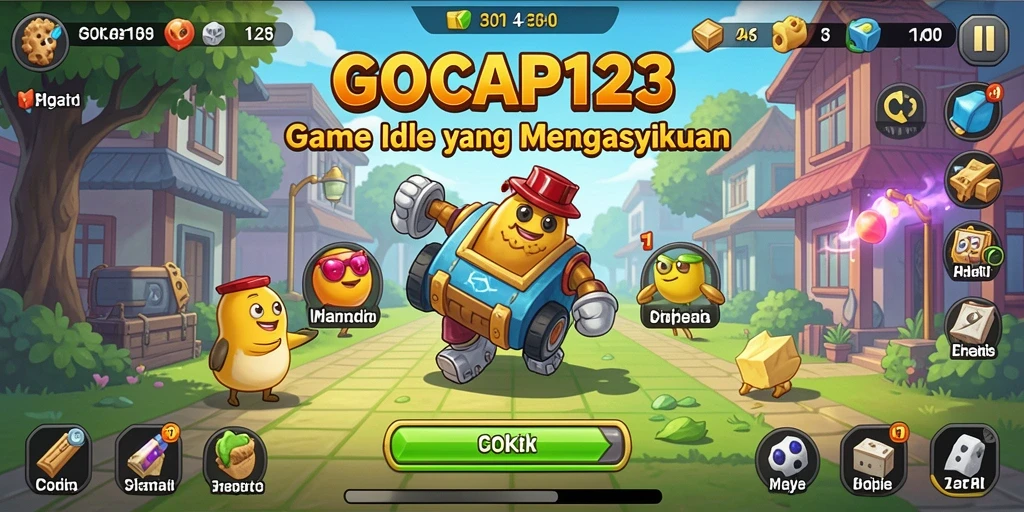 Tampilan gameplay GOCAP123 yang menggambarkan aktivitas karakter dalam mode Idle.