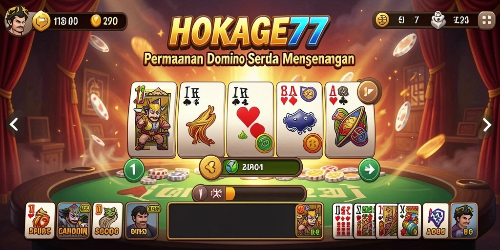 Tangkapan layar utama HOKAGE77 menampilkan aksi seru permainan Domino.