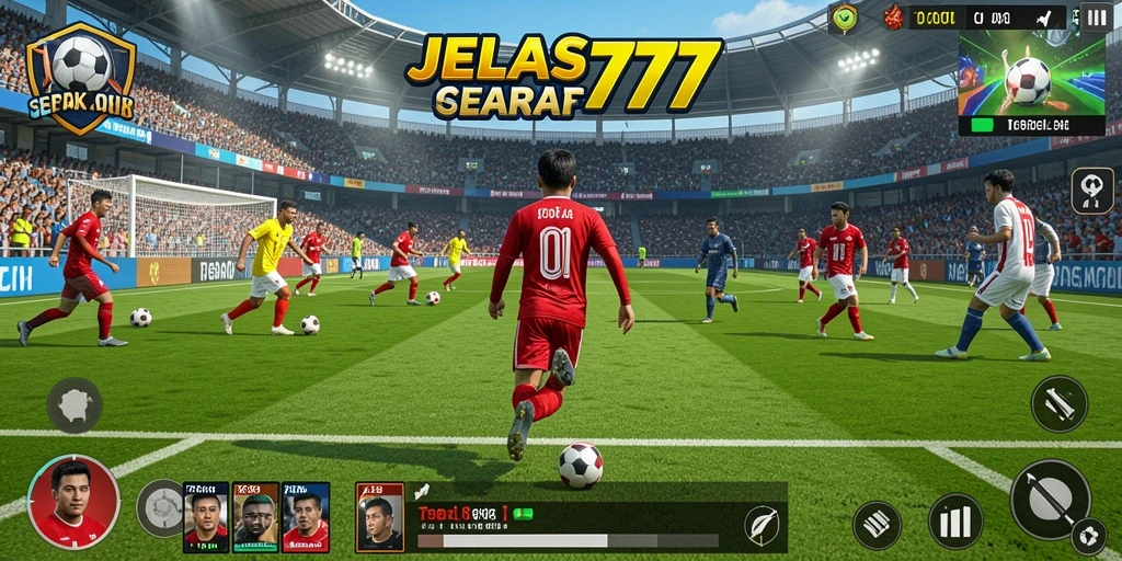 Tampilan gameplay JELAS777 yang mendebarkan saat pertandingan sepak bola.