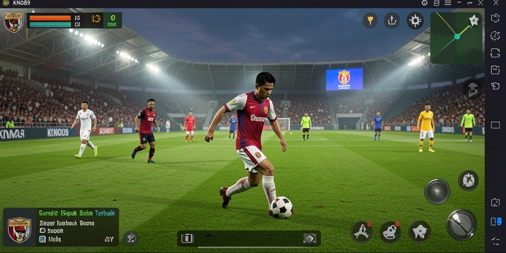 Tampilan gameplay intens dari KNO89 saat pertandingan sepak bola.